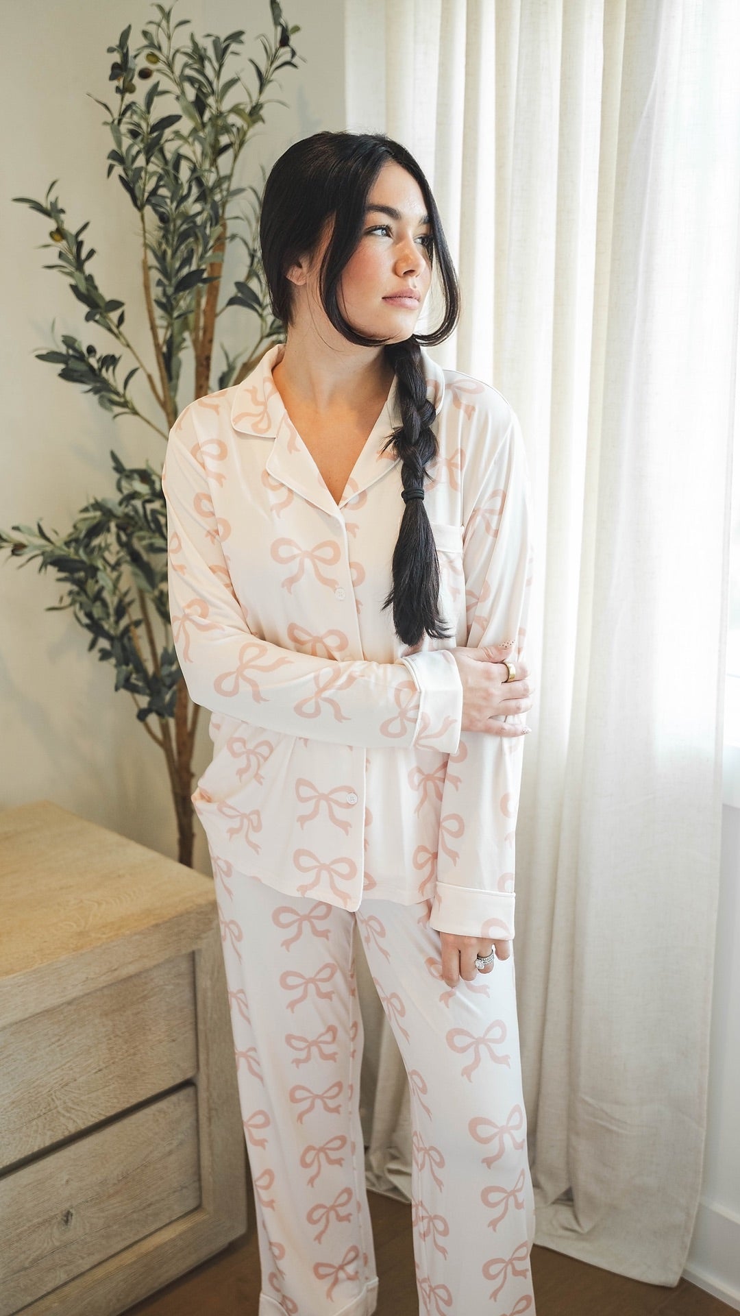 Rosè Ribbons Women's Pajama Set