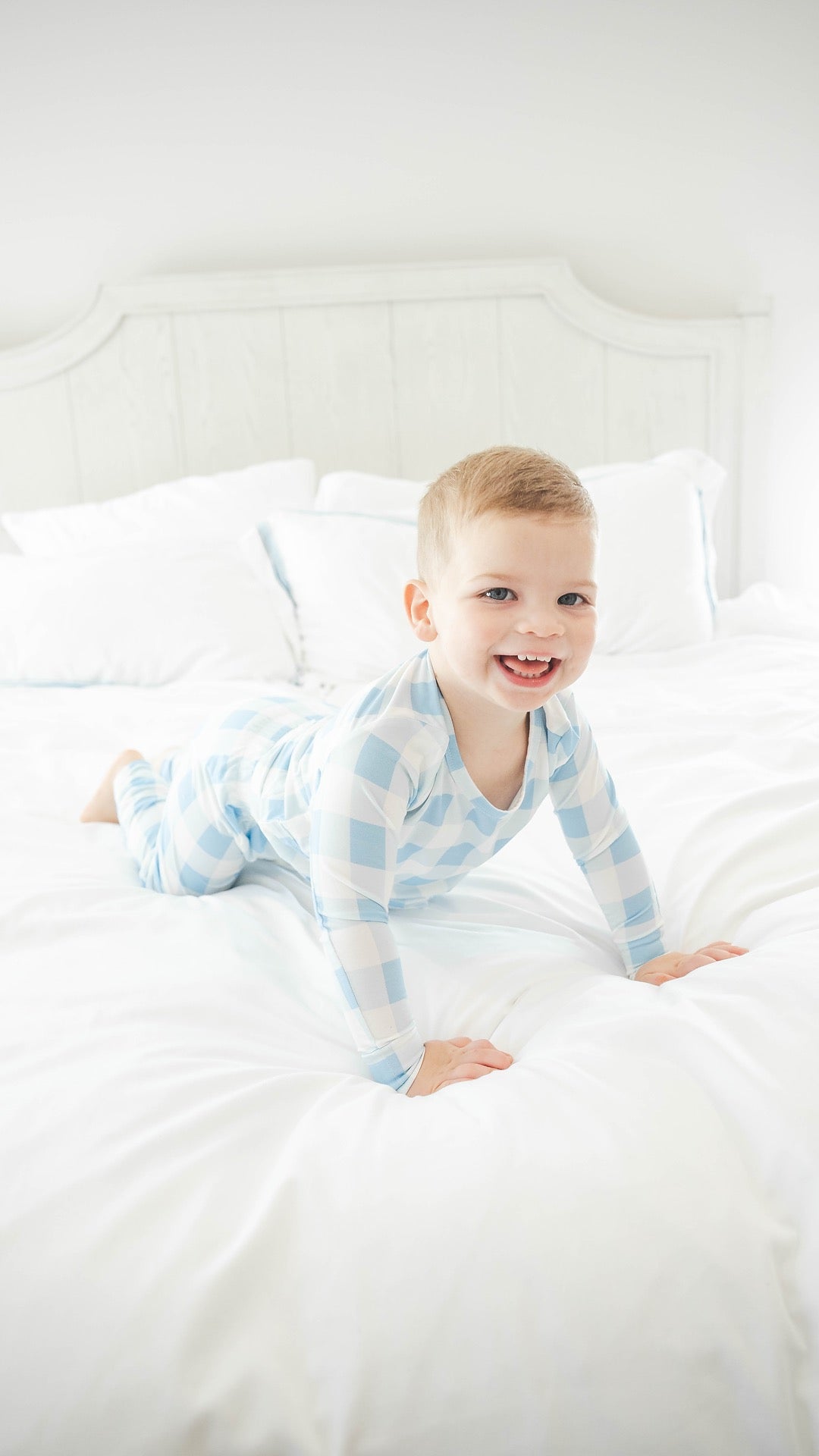 Buttoned Blue Gingham Baby Pajamas