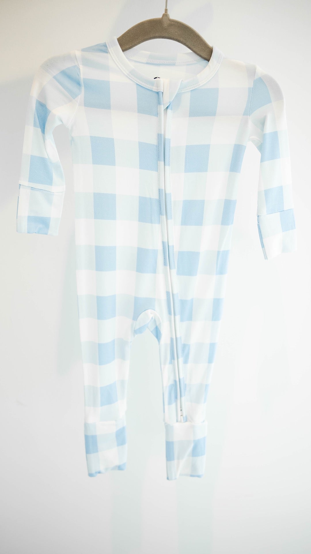 Buttoned Blue Gingham Baby Pajamas
