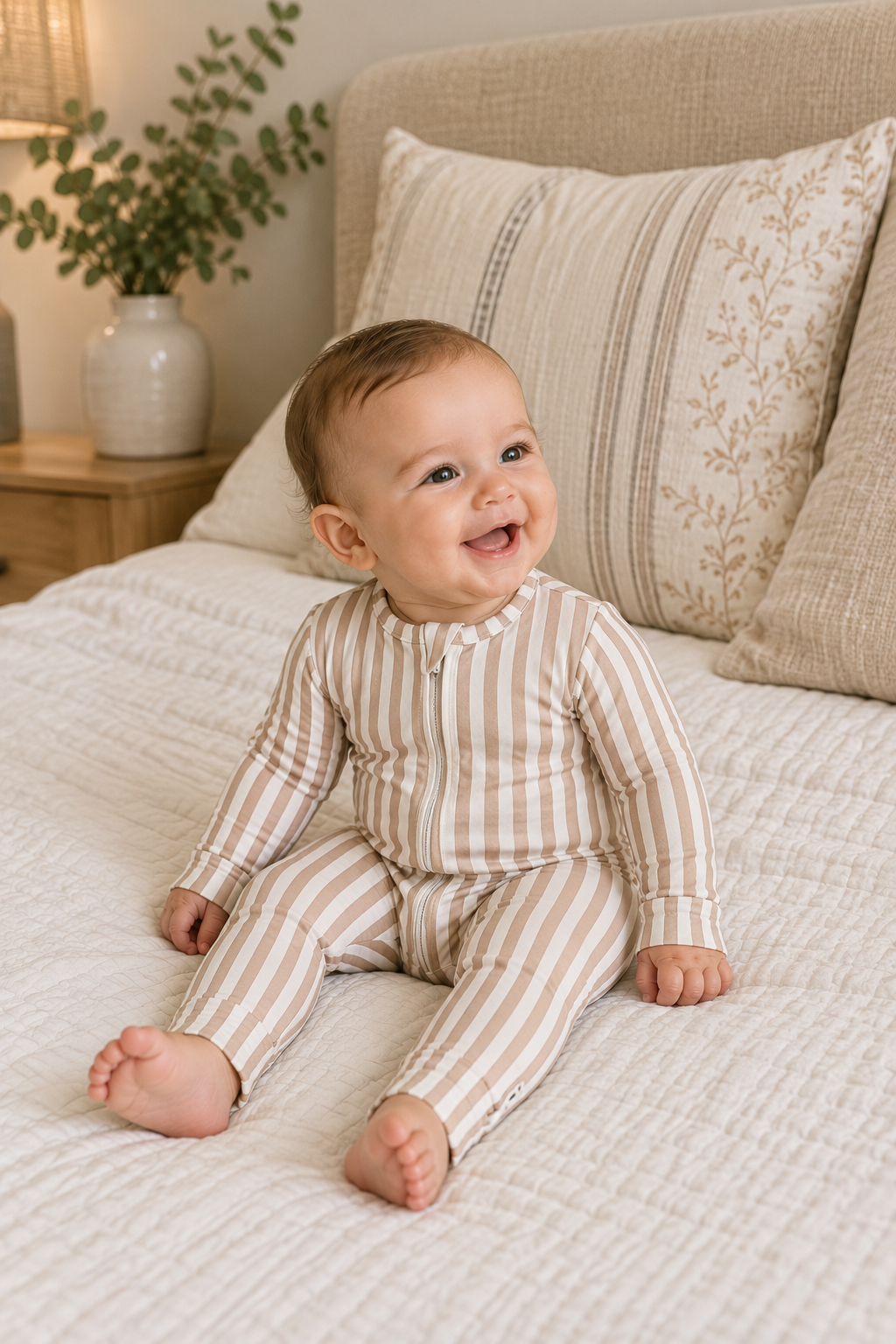 Sand Stripes Baby Convertible Pajamas