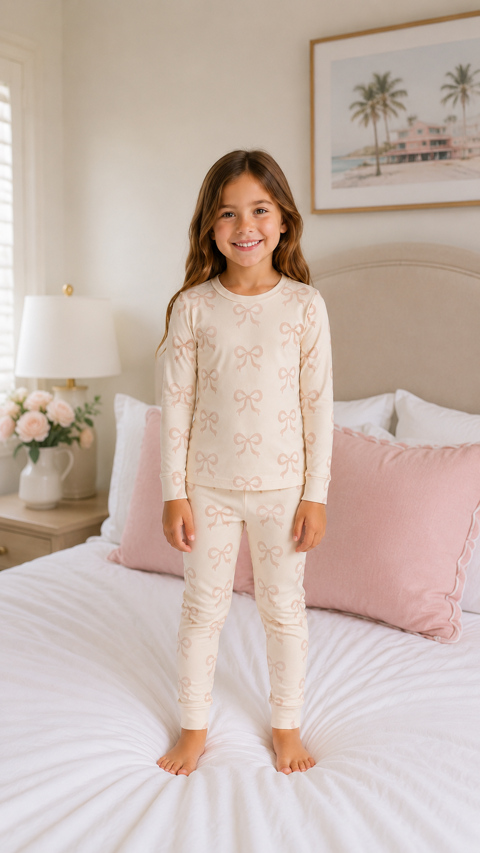 Rose Ribbons Two Piece Pajama Set